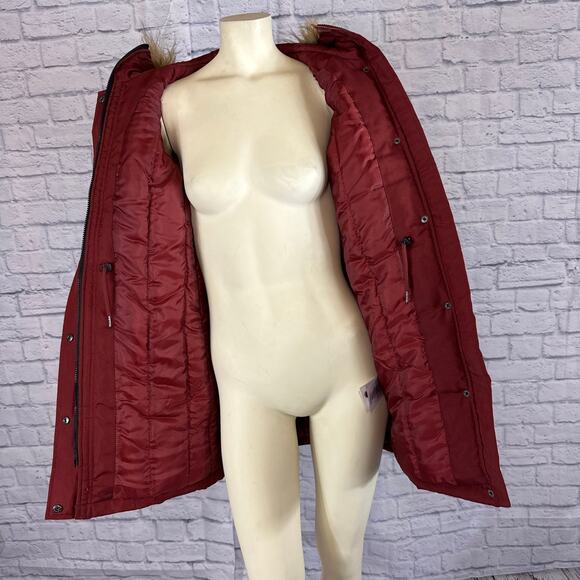 Vera Moda Parka, Faux Fur Collar Excursion Expedition Parka, fire red size XS - Picture 12 of 13